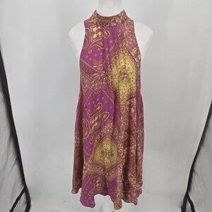 Free People Intimately Beaux Slip Trapeze Swing Mini Dress Pink Boho Medium NEW